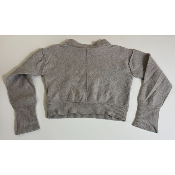 Free People Crop Sweater Womens Small Stone Gray Ribbed Hem & Cuff Long Sleeve - Picture 4 of 7
